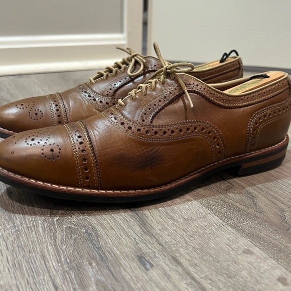 Allen Edmonds 11.5 Rush Street Antique Brown Brogue Wingtip Vibram Sole Oxford - Picture 8 of 13